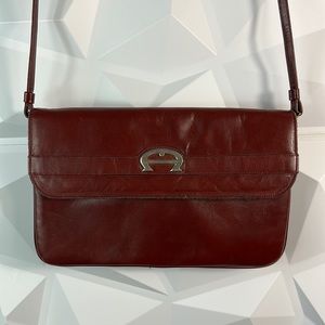 Vintage 70's Etienne Aigner Handbag Leather Oxblood Hand made Shoulder Bag Purse